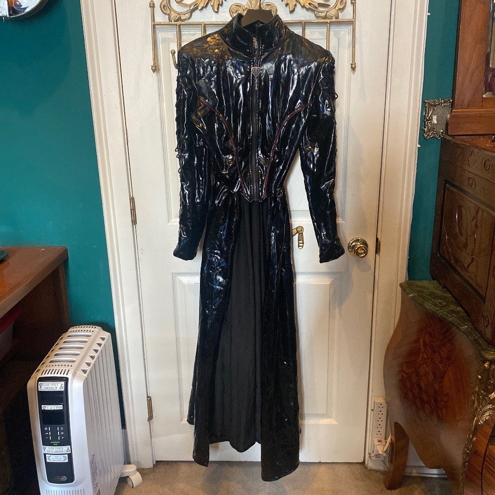 Goth Matrix-Styled Latex Rave Overcoat